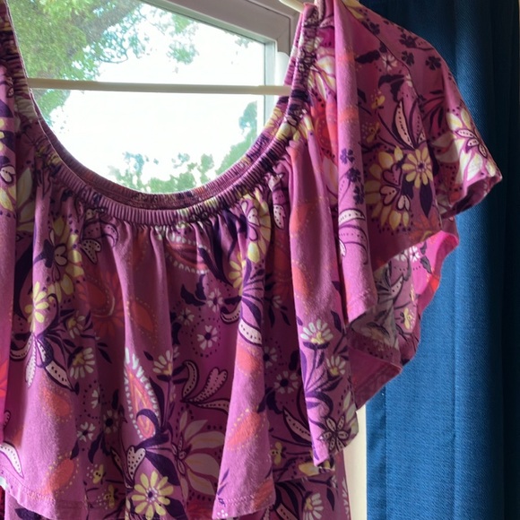 Pretty pink print knit top with ruffle sleeves by Woman Within, size 18, NWOT! - Picture 15 of 16